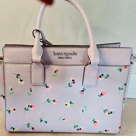 Kate Spade New York Floral Satchel Tote Handbag Lavender Multicolor Flowers - Picture 1 of 6